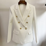 Classic Lion Buttons Double Breasted Slim Fitting Blazer