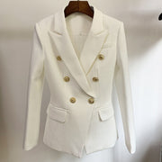 Classic Lion Buttons Double Breasted Slim Fitting Blazer