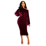 Winter Off Shoulder Long Sleeve Dress