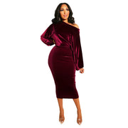 Winter Off Shoulder Long Sleeve Dress