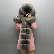 Real Fox fur fur collar hooded fur parka