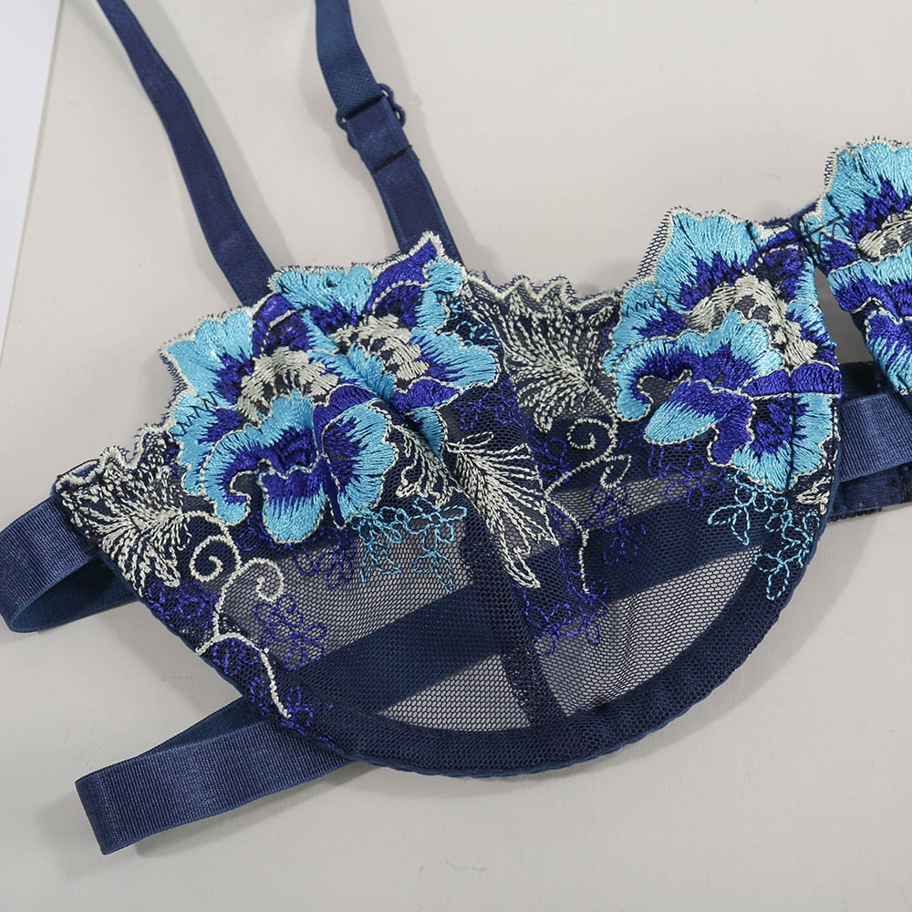 Embroidery Lace Bra Set