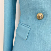 Classic Lion Buttons Double Breasted Slim Fitting Blazer