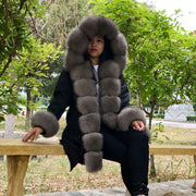 Real Fox fur fur collar hooded fur parka