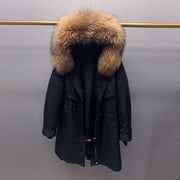 Real Fox fur fur collar hooded fur parka