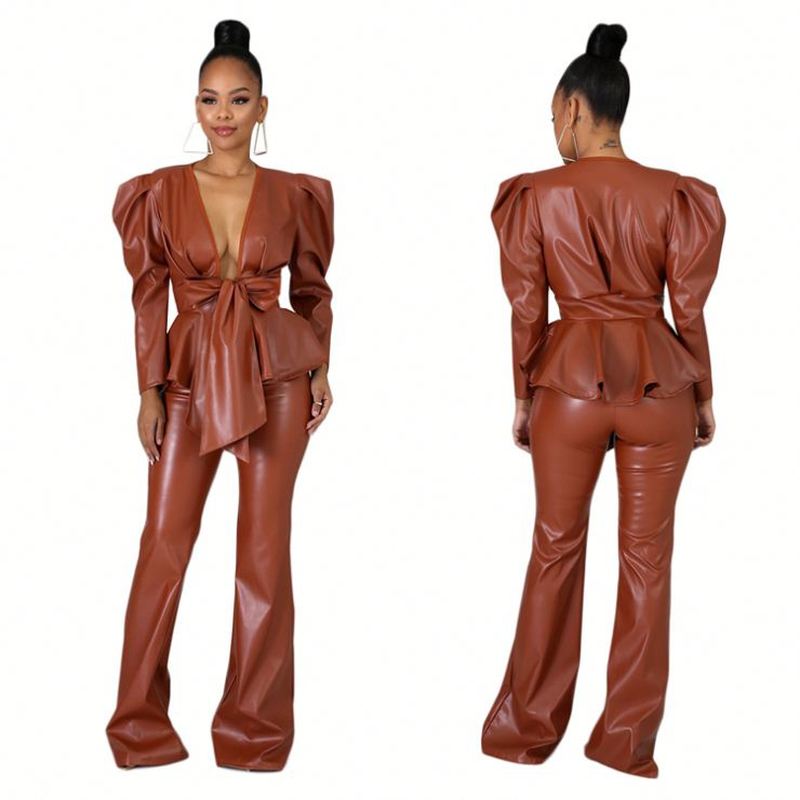 PU Leather Trouser Suit