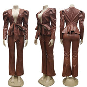 PU Leather Trouser Suit