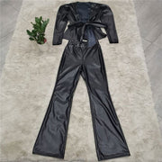 PU Leather Trouser Suit