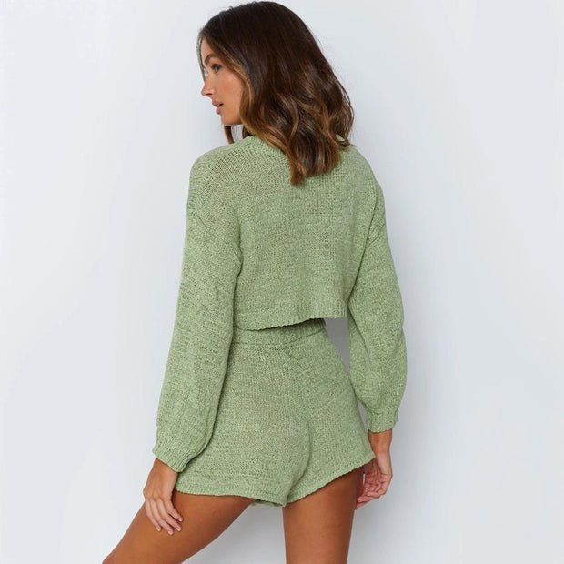 Knitted Top and Shorts lounge wear