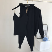 Winter Knitted Vest Zipper 3 piece set