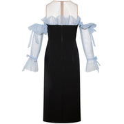 Black Dress V-neck Three Quarter Sleeves