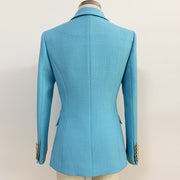 Classic Lion Buttons Double Breasted Slim Fitting Blazer