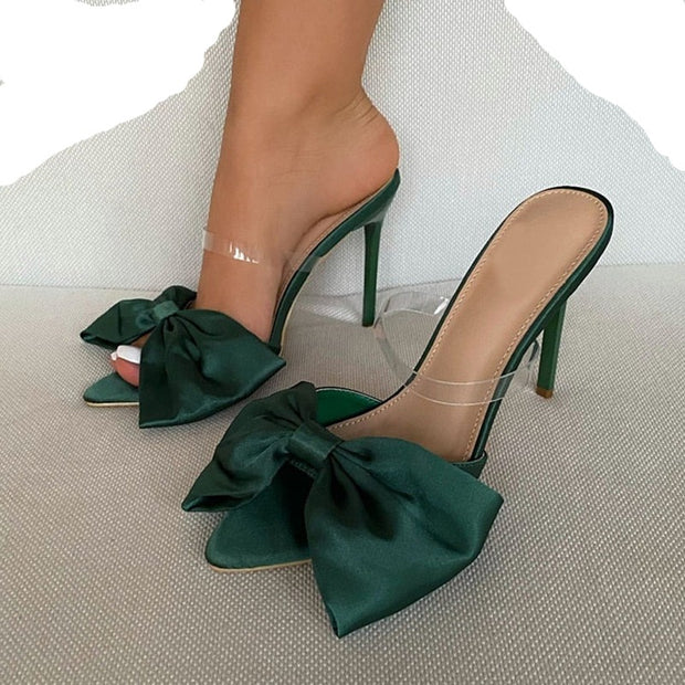 Classy Silk Butterfly-knot Mules