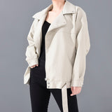 Black PU Leather Loose Turn-down Jacket