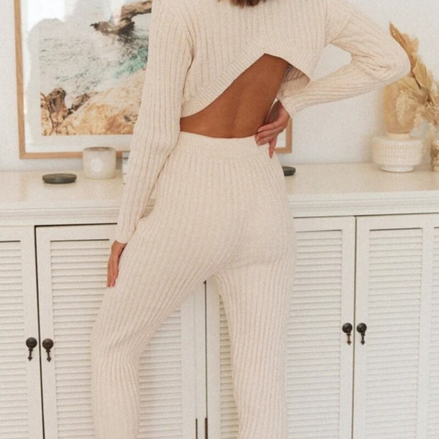 Winter Solid Casual Two Piece