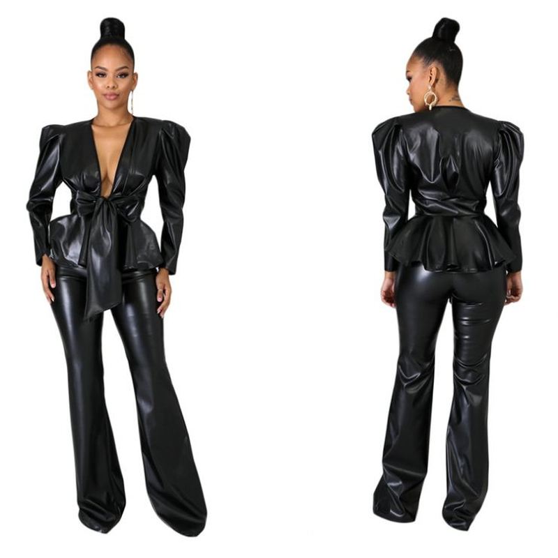 PU Leather Trouser Suit