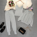 Winter Knitted Vest Zipper 3 piece set