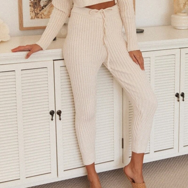 Winter Solid Casual Two Piece