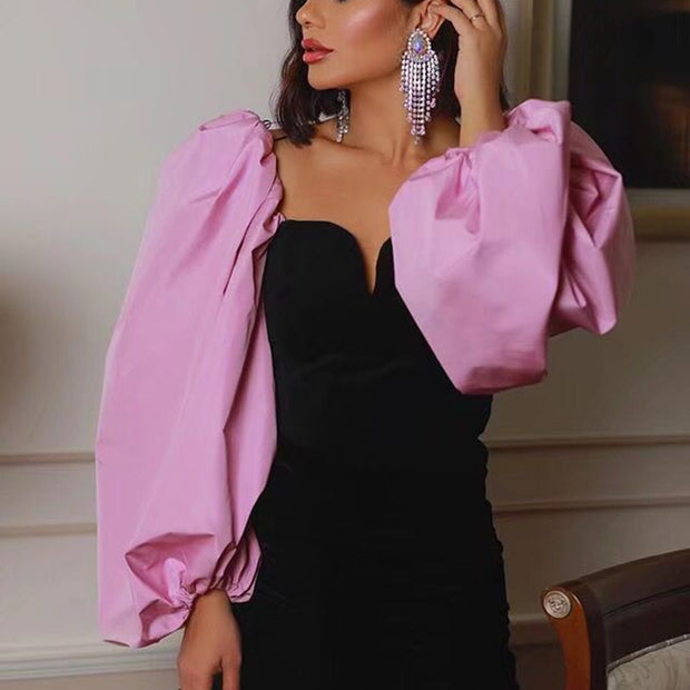Stylish Velvet blouses lantern sleeve