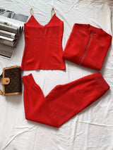 Winter Knitted Vest Zipper 3 piece set