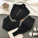 Winter Knitted Vest Zipper 3 piece set