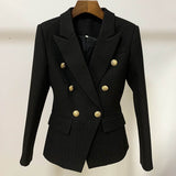 Classic Lion Buttons Double Breasted Slim Fitting Blazer