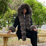 Real Fox fur fur collar hooded fur parka