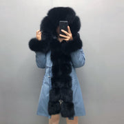 Real Fox fur fur collar hooded fur parka