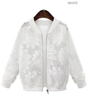 Lace Sleeve Bomber Jacket