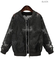 Lace Sleeve Bomber Jacket
