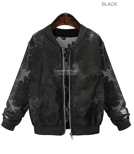 Lace Sleeve Bomber Jacket
