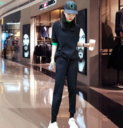 Green Knitted Sweater Trousers Suits