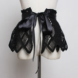 Grid Lace Split Joint White Bandage Bow
