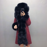 Real Fox fur fur collar hooded fur parka