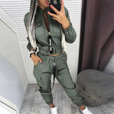 Long Sleeve Zipper Tops and Long Trousers
