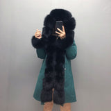 Real Fox fur fur collar hooded fur parka