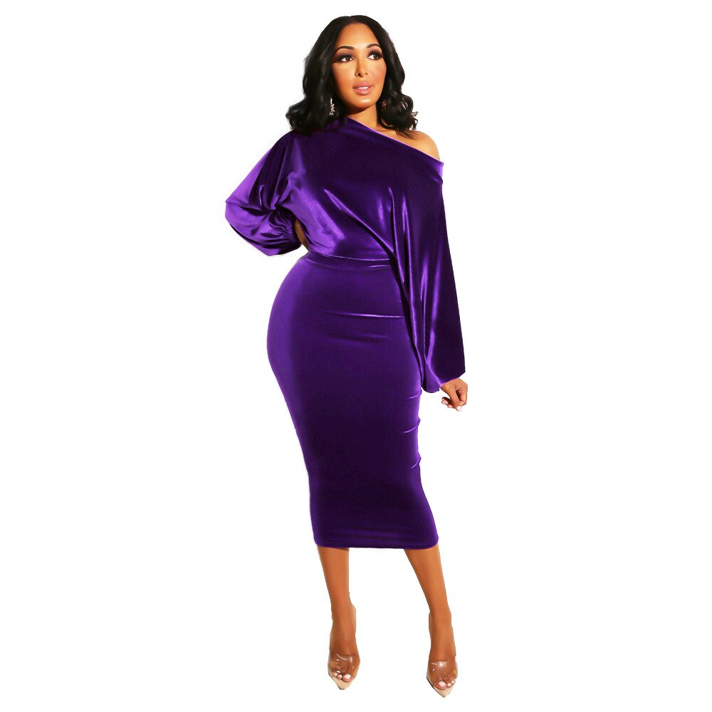 Winter Off Shoulder Long Sleeve Dress