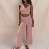 Fluffy  Crop Top High Waist Pants