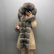 Real Fox fur fur collar hooded fur parka