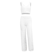 Fluffy  Crop Top High Waist Pants