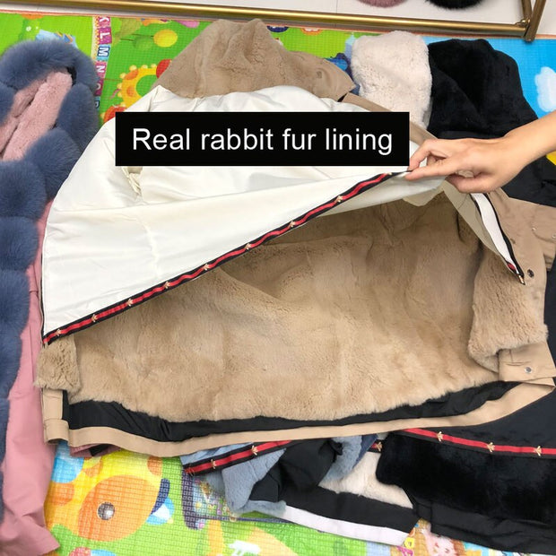 Real Fox fur fur collar hooded fur parka