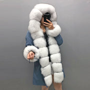 Real Fox fur fur collar hooded fur parka