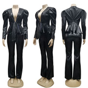 PU Leather Trouser Suit