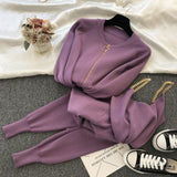 Winter Knitted Vest Zipper 3 piece set