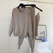Winter Knitted Vest Zipper 3 piece set
