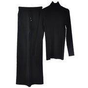 High-neck Knitted Pullover Sweater And Pants Two Piece Suit