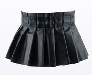 Black Elegant Pleated Soft Faux Leather Wide Belt