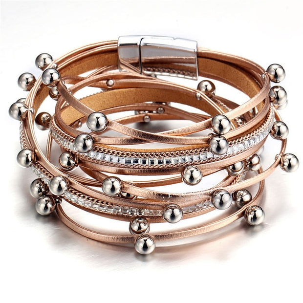 Gold Leather Wrap Bracelets (variations)