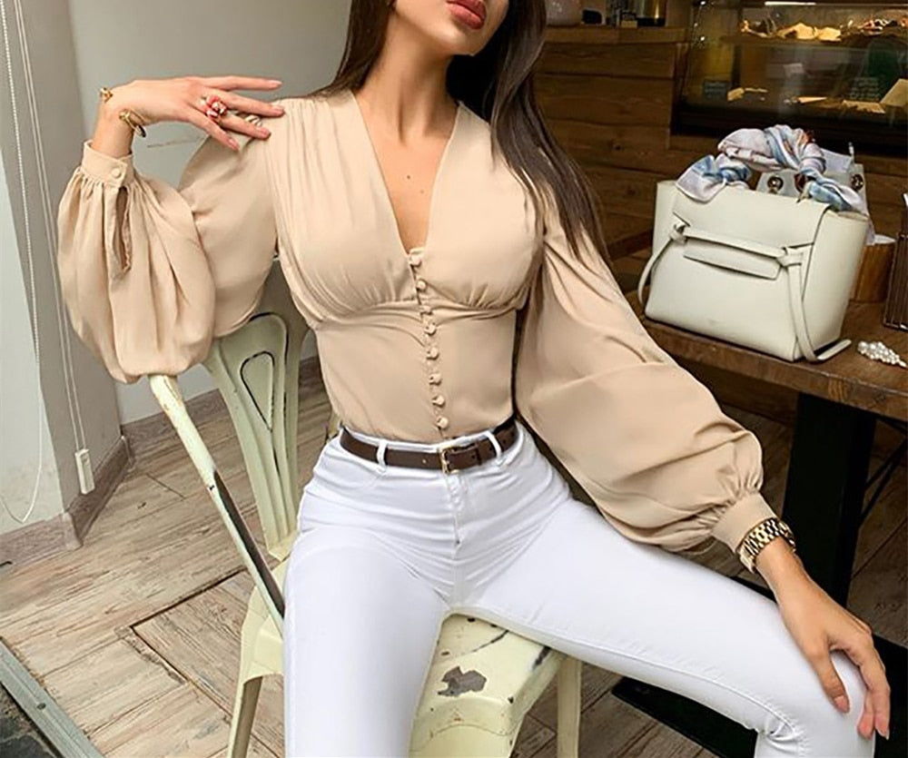 Blouse Lantern Long Sleeve Top