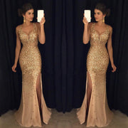 Sequinned High Split Evening Dress